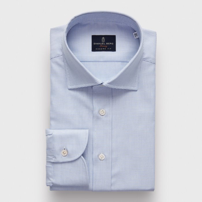 Emanuel Berg Rialto, White and Blue Dobby Shirt