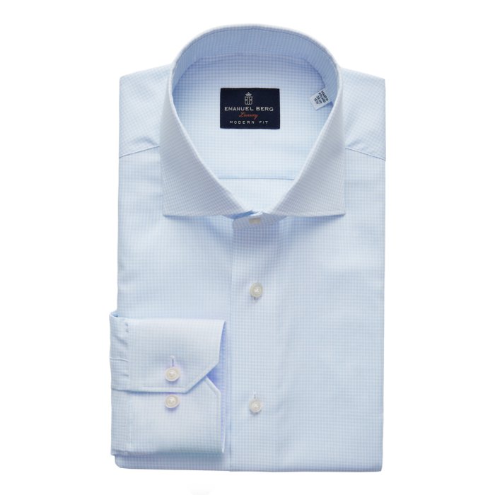 Emanuel Berg Rialto, Light Blue Gingham Check Shirt