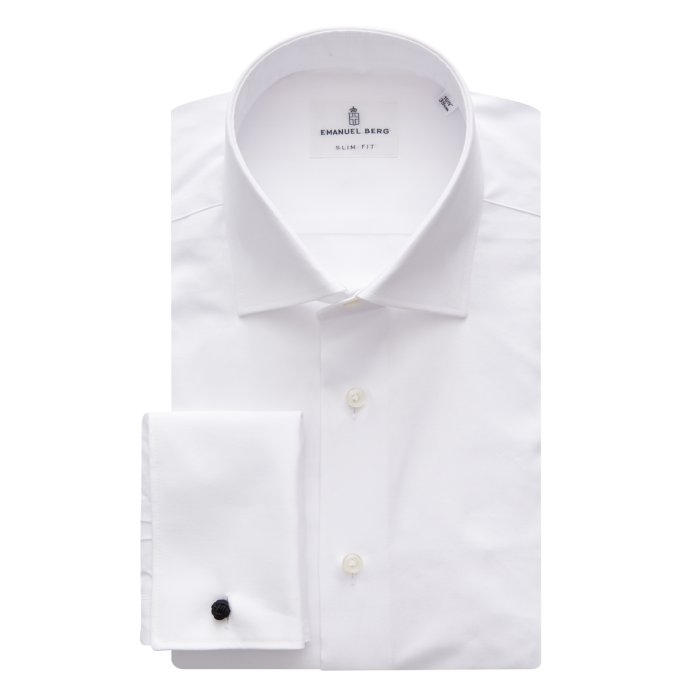 Emanuel Berg Mr Crown, White French Cuffs Wrinkle Resistant Twill Shirt