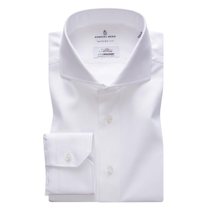 Emanuel Berg Harvard, biała koszula z bawełny Twill, VIROFORMULA™