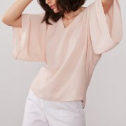 ÉMANOU CLAIRE, Blush Pink Silk-Blend Blouse