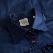 ÉMANOU DAKAR, Navy Blue Short Sleeve Cotton Shirt