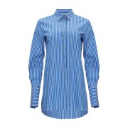 ÉMANOU FILOU, Blue Striped Shirt with Gold-Tone Buttons