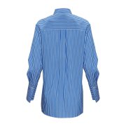 ÉMANOU FILOU, Blue Striped Shirt with Gold-Tone Buttons