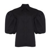 ÉMANOU SIMONE, Black Puff-Sleeve Shirt