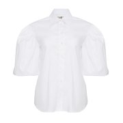 ÉMANOU SIMONE, White Puff-Sleeve Shirt