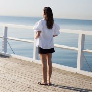 ÉMANOU SIMONE, White Puff-Sleeve Shirt