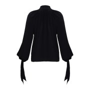 ÉMANOU YVETTE, Black Neck-Tie Silk Blend Blouse