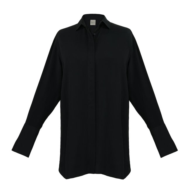 ÉMANOU BARDOT, Black Silk-Blend Shirt