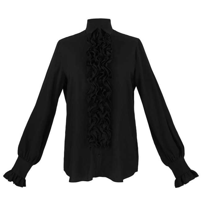 ÉMANOU YVES, Black Silk-Blend Shirt