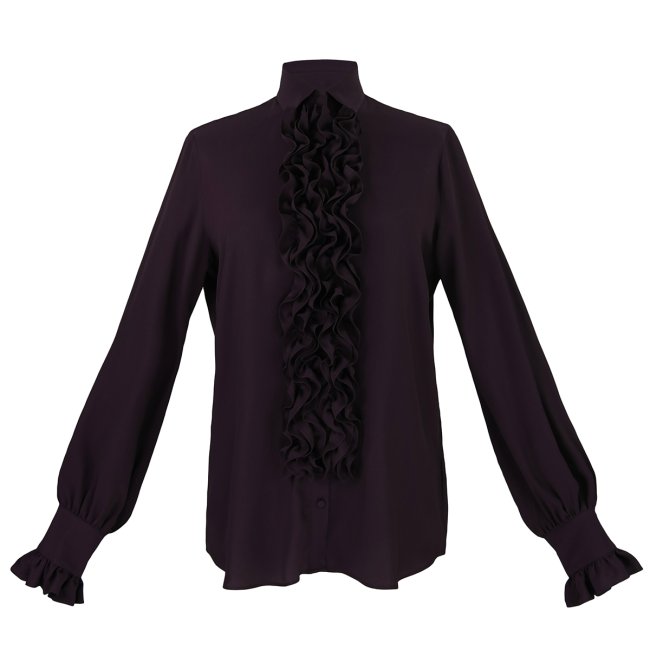 ÉMANOU YVES, Burgundy Silk-Blend Shirt