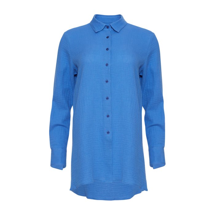 ÉMANOU FILOU, Royal Blue Cotton Muslin Shirt