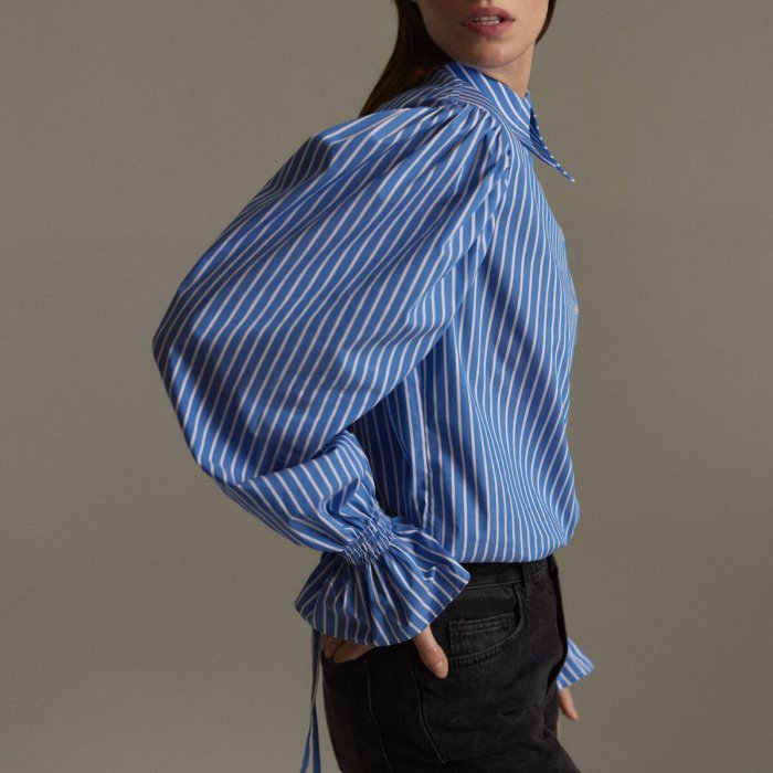 ÉMANOU MAGIE, Blue Striped Puff-Sleeve Shirt