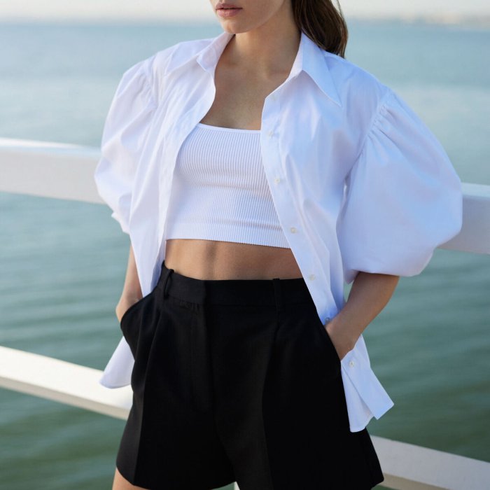 ÉMANOU SIMONE, White Puff-Sleeve Shirt