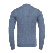Emanuel Berg Niebieski sweter o warkoczowym splocie z wełny merino