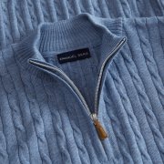 Emanuel Berg Niebieski sweter o warkoczowym splocie z wełny merino
