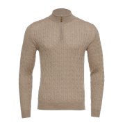 Emanuel Berg Beige Cable Knit Merino Wool Sweater