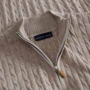 Emanuel Berg Beżowy sweter o warkoczowym splocie z wełny merino
