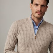Emanuel Berg Beige Cable Knit Merino Wool Sweater