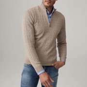 Emanuel Berg Beige Cable Knit Merino Wool Sweater