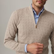 Emanuel Berg Beige Cable Knit Merino Wool Sweater