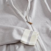 Emanuel Berg Beżowy sweter z wełny merino i bawełny z zamkiem błyskawicznym