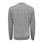 Emanuel Berg Szary sweter o warkoczowym splocie