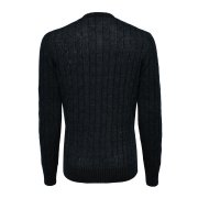 Granatowy sweter o warkoczowym splocie
