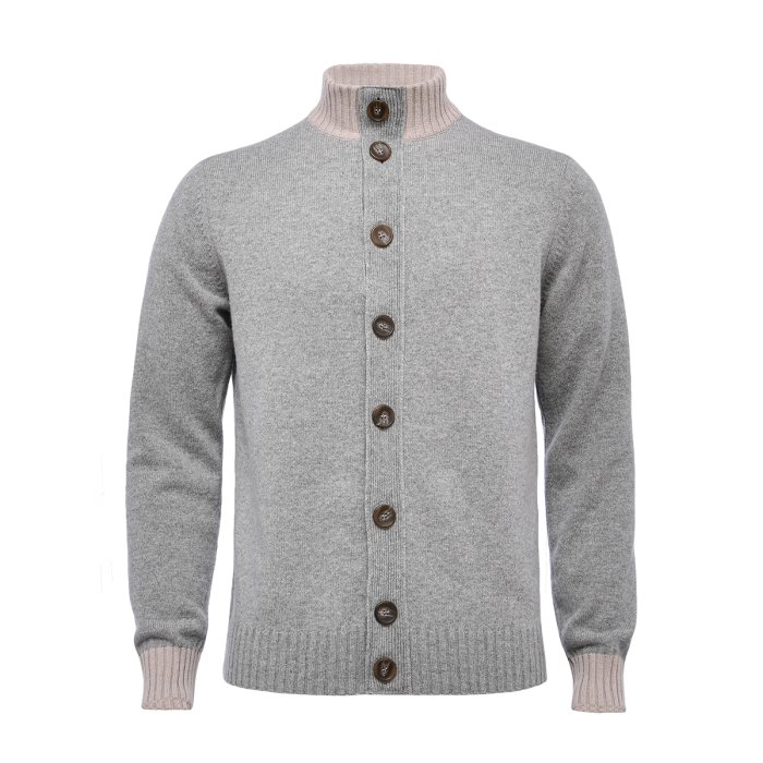 Emanuel Berg Szaro-beżowy sweter z wełny merino i kaszmiru