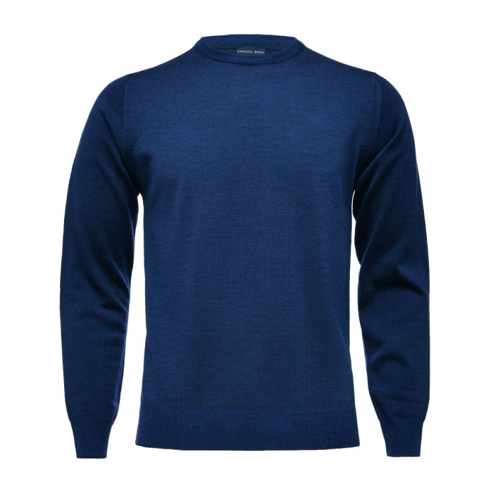 Emanuel Berg Ciemnoniebieski sweter z wełny merino