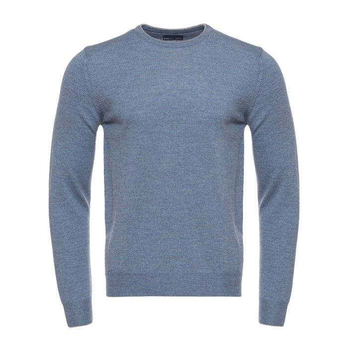Emanuel Berg Niebieski sweter z wełny merino