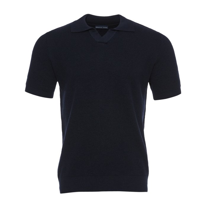 Emanuel Berg Merino Wool and Cotton Short-Sleeved Polo Sweater