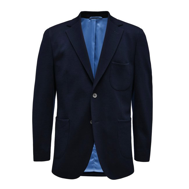 Navy Blue Wool Jersey Jacket