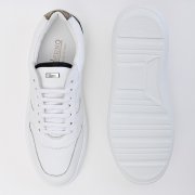 HERNO, białe sneakersy z kontrastową czarną wstawką