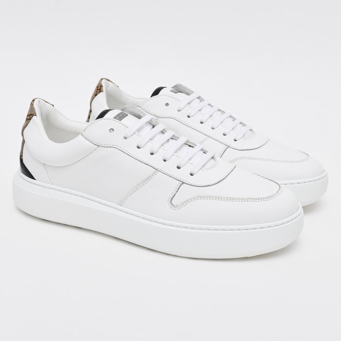 HERNO, białe sneakersy z kontrastową czarną wstawką