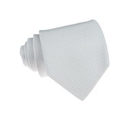 Emanuel Berg Krawat jasnoszary w drobne białe grochy, jedwabny