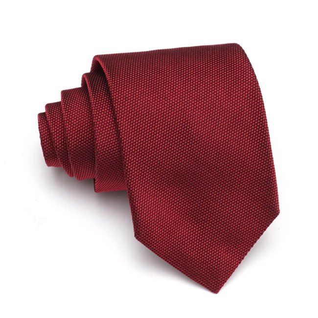 Krawat bordowy z teksturą, jedwabny