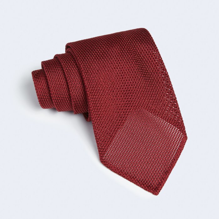 Emanuel Berg Krawat ciemnoczerwony z grenadyny, bez podszewki