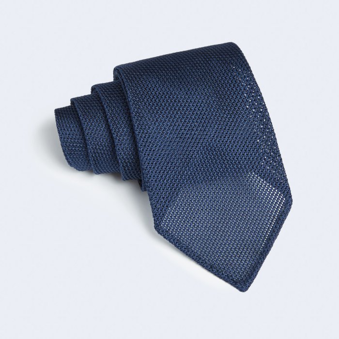 Emanuel Berg Krawat niebieski z grenadyny, bez podszewki