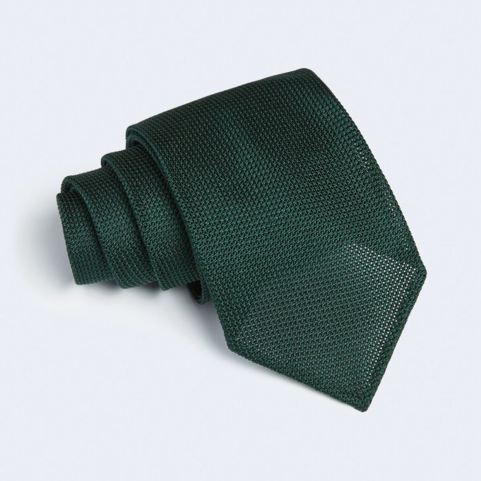 Emanuel Berg Krawat zielony z grenadyny, bez podszewki