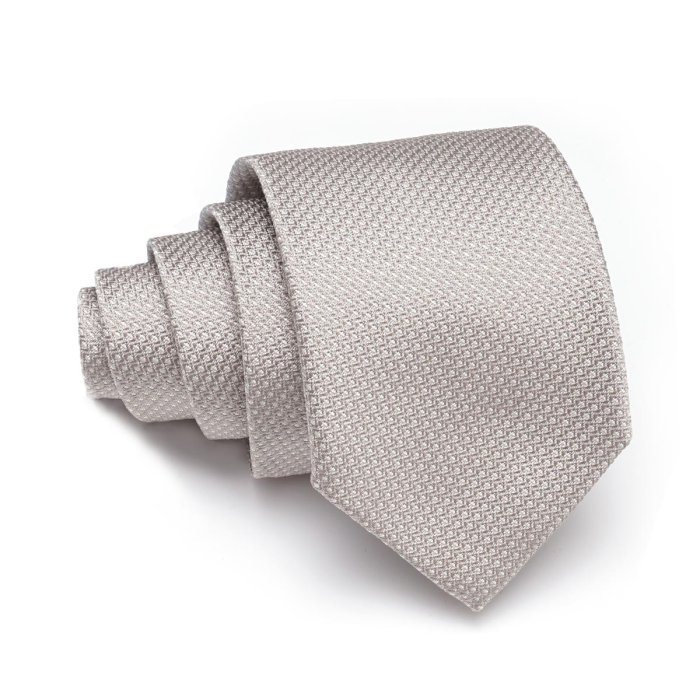 Emanuel Berg Krawat kremowy z teksturą, jedwabny