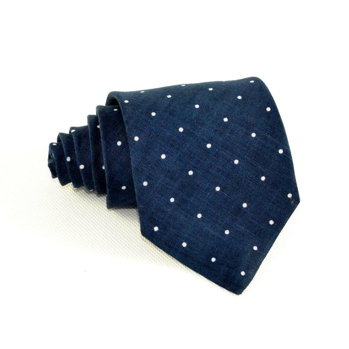 Emanuel Berg Krawat ciemnoniebieski w białe grochy
