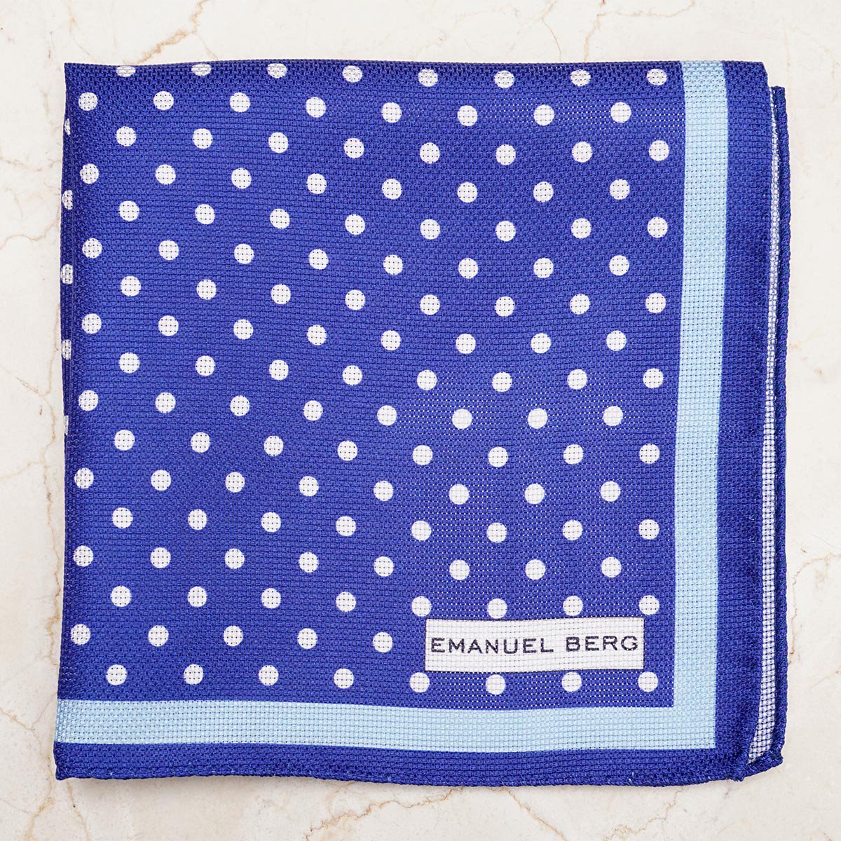 Polka Blue Pocket Superfine Dot | Shirting Square Silk