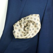 Beige Silk and Cotton Pocket Square