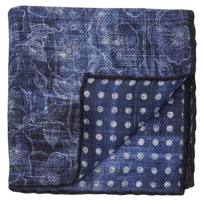 Blue Double-Sided Linen and Cotton Pocket Square