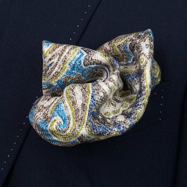 Blue Double-Sided Silk Pocket Square