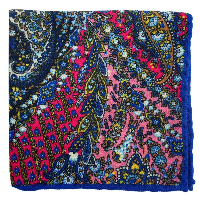 Emanuel Berg Multicolor Floral Pattern Wool Pocket Square