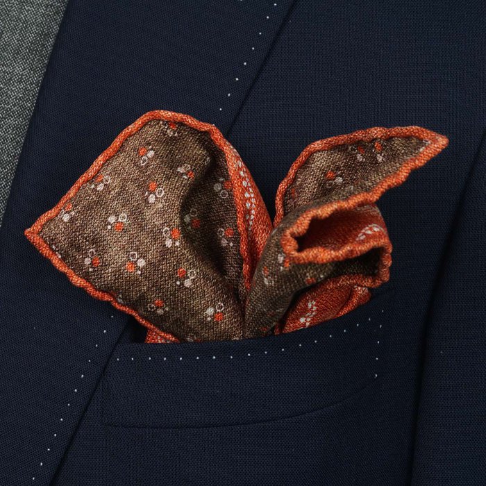 Orange and Brown Double-Sided Silk Pocket Square
