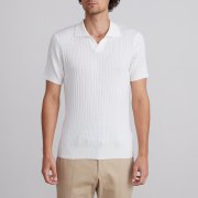 Emanuel Berg Merino Wool Short-Sleeved Polo Sweater
