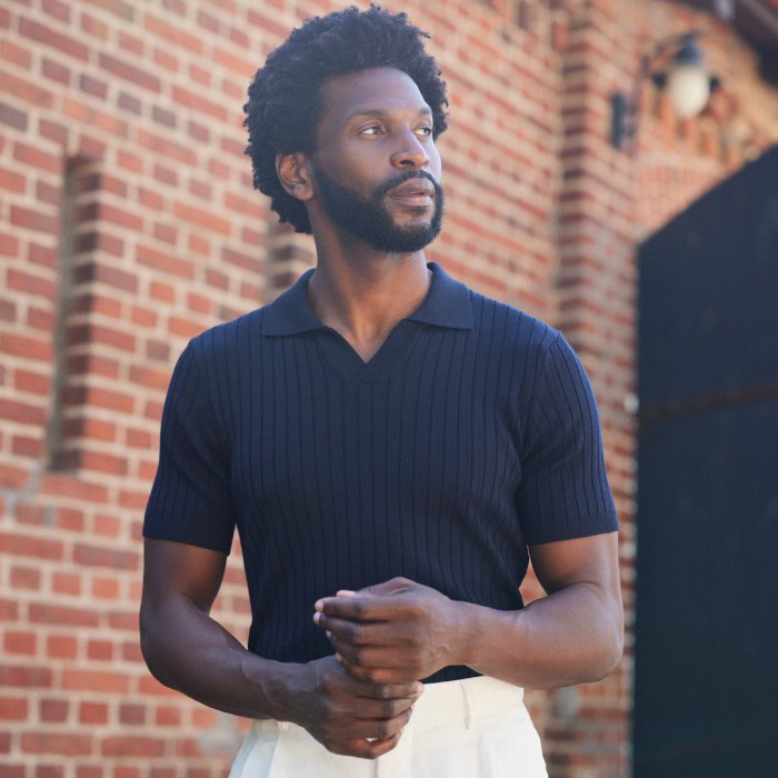 Emanuel Berg Merino Wool Short-Sleeved Polo Sweater